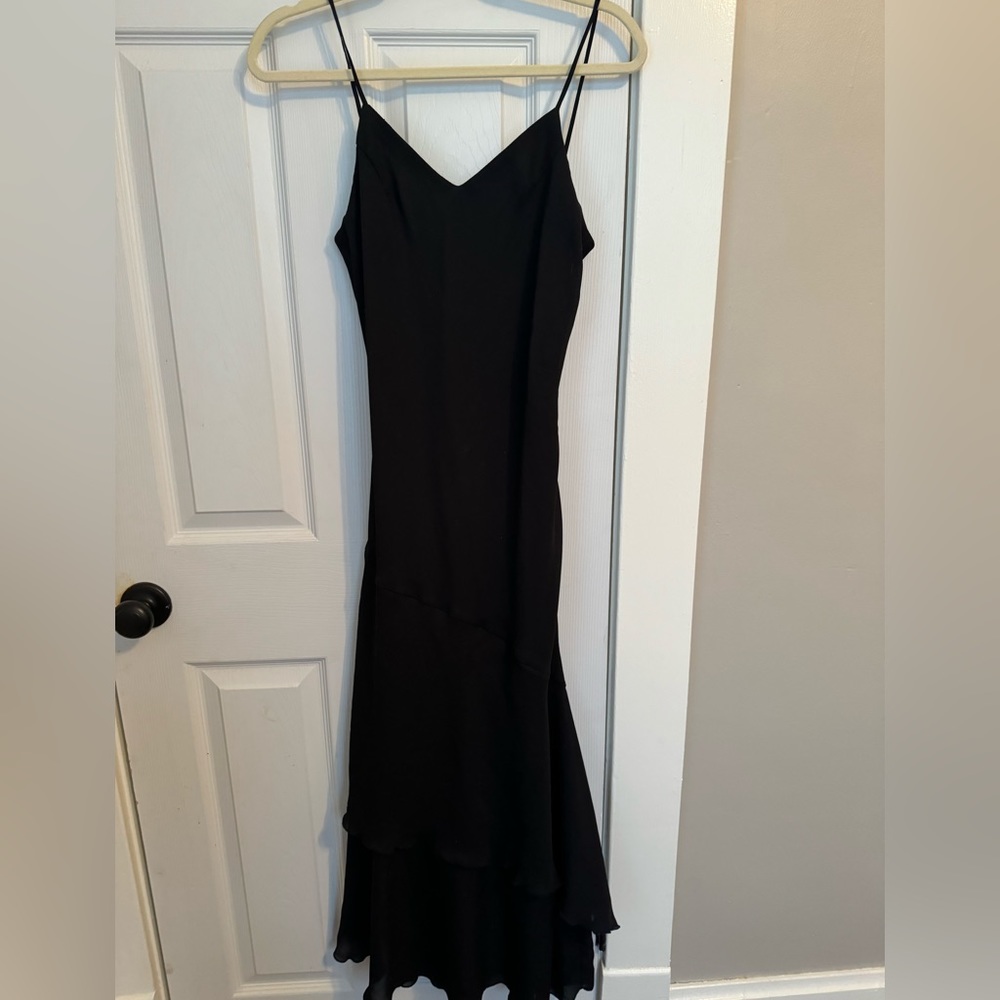 90s Black Asymmetrical Hem Maxi Size 7/8 Dress